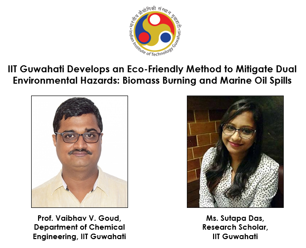IIT Guwahati Develops an Eco-Friendly Method to Mitigate Dual Environmental Hazards: Biomass Burning and Marine Oil Spills